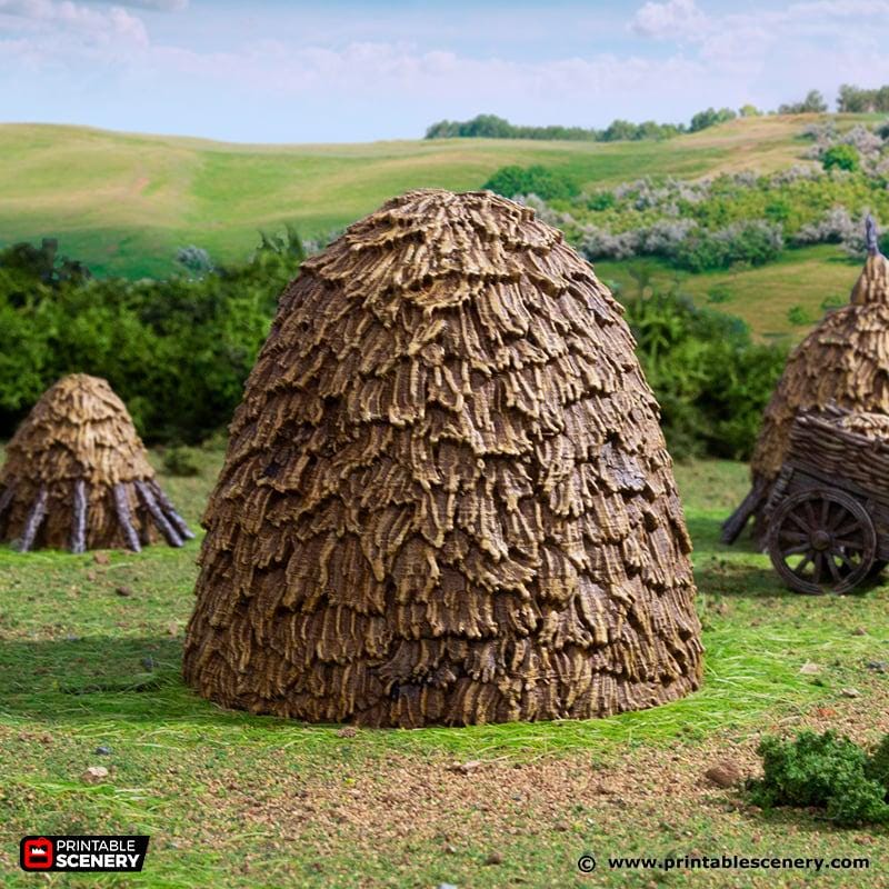 Haystacks. King and Country, 15mm, 28mm, 32mm - Printable Scenery | 28mm and 32mm | Wargaming | DnD | Tabletop Roleplaying