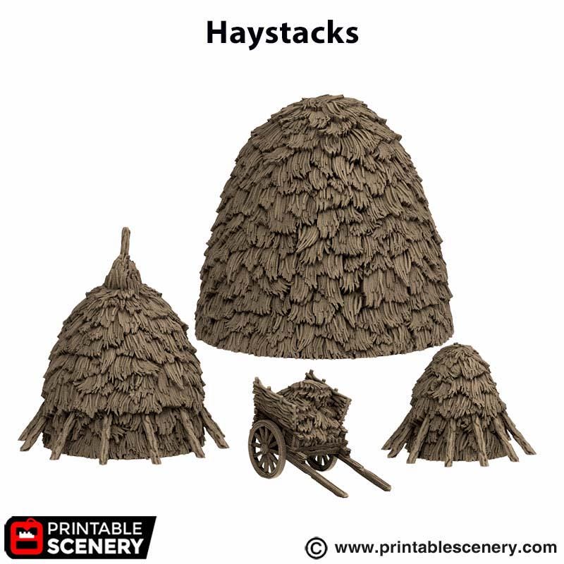 Haystacks. King and Country, 15mm, 28mm, 32mm - Printable Scenery | 28mm and 32mm | Wargaming | DnD | Tabletop Roleplaying