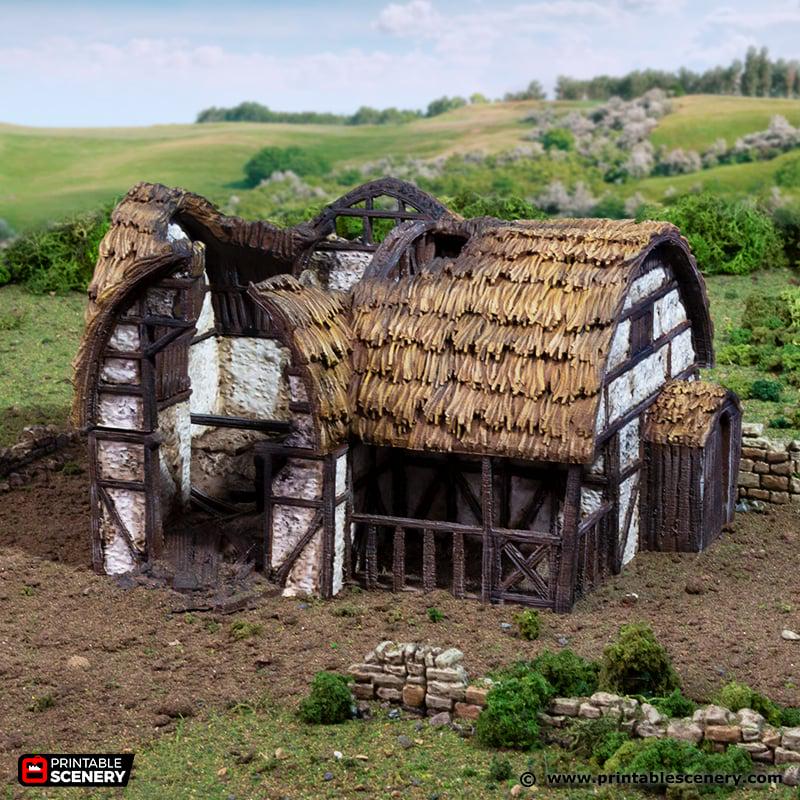 Ruined Country Stables. King and Country, 15mm, 28mm, 32mm - Printable Scenery