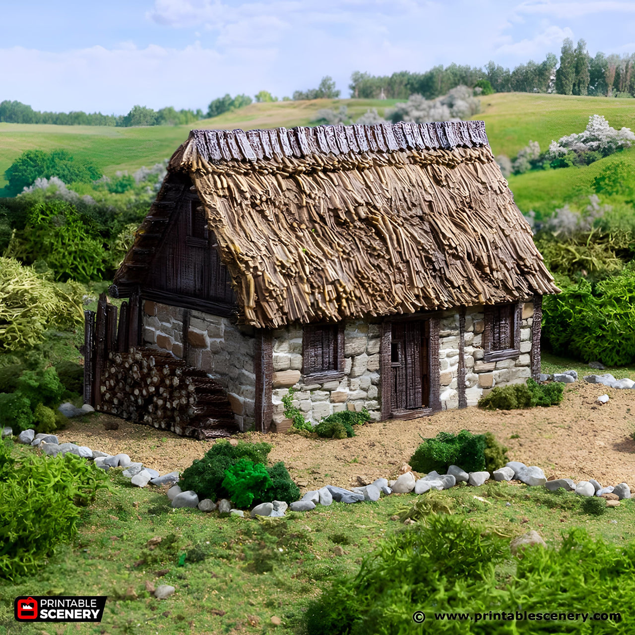 Norman Stone Barn. King and Country, 15mm, 28mm, 32mm - Printable Scenery | 28mm and 32mm | Wargaming | DnD | Tabletop Roleplaying
