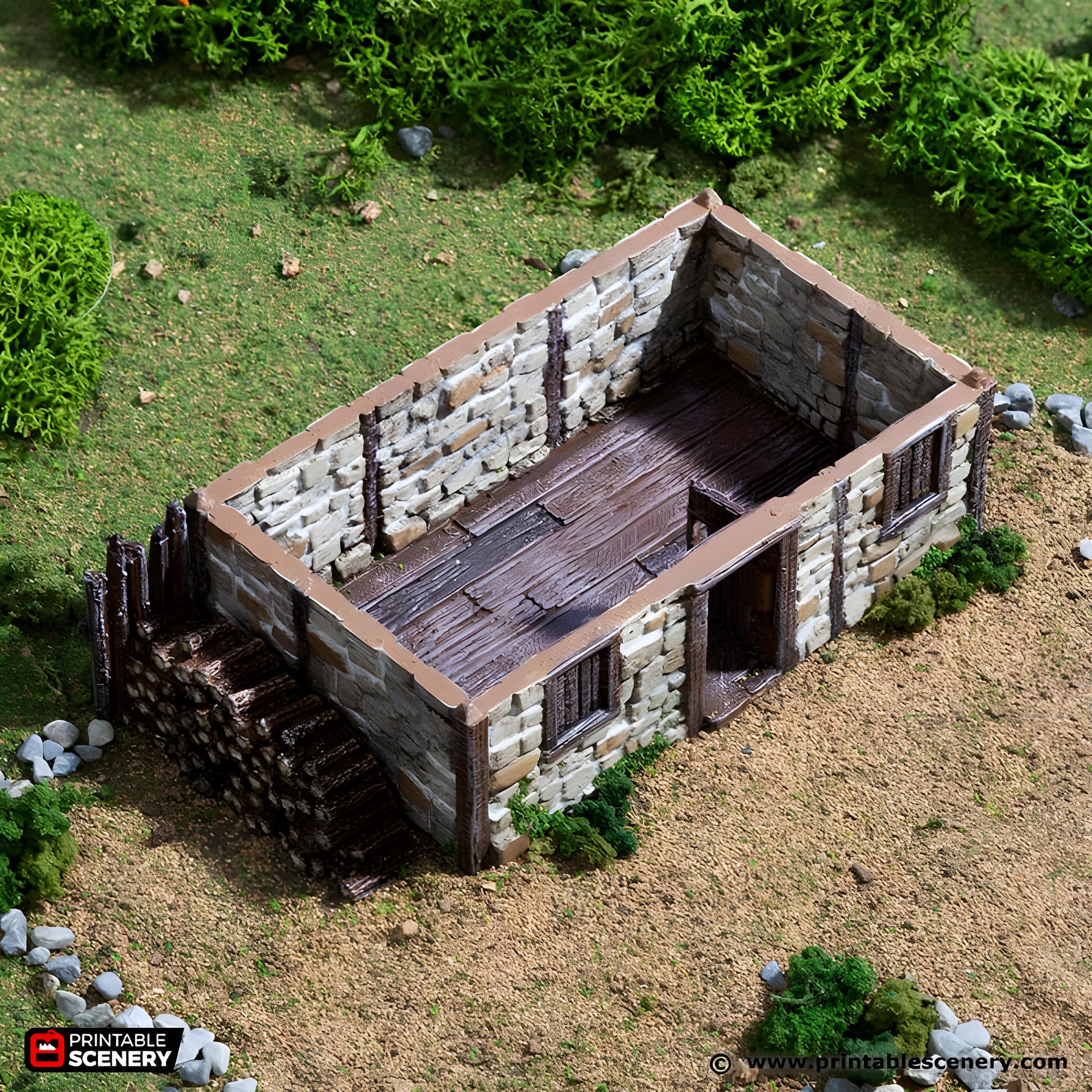 Norman Stone Barn. King and Country, 15mm, 28mm, 32mm - Printable Scenery | 28mm and 32mm | Wargaming | DnD | Tabletop Roleplaying