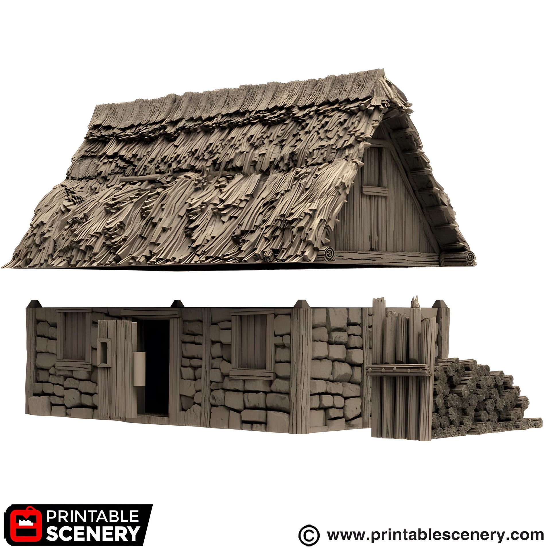 Norman Stone Barn. King and Country, 15mm, 28mm, 32mm - Printable Scenery | 28mm and 32mm | Wargaming | DnD | Tabletop Roleplaying