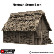 Norman Stone Barn. King and Country, 15mm, 28mm, 32mm - Printable Scenery | 28mm and 32mm | Wargaming | DnD | Tabletop Roleplaying