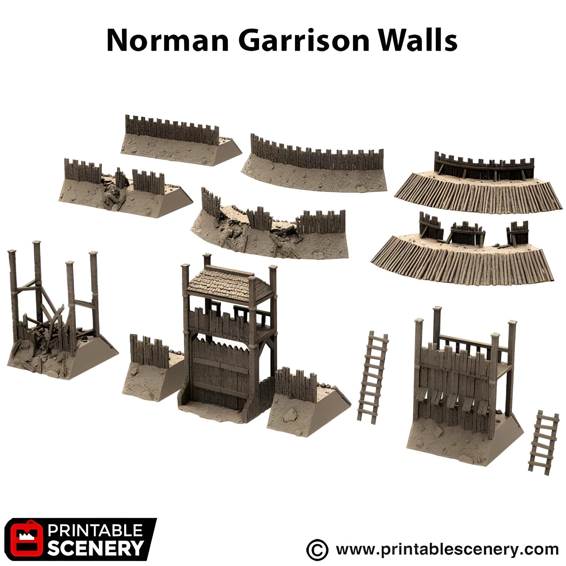 Norman Garrison Walls. King and Country, 15mm, 28mm, 32mm - Printable Scenery | 28mm and 32mm | Wargaming | DnD | Tabletop Roleplaying