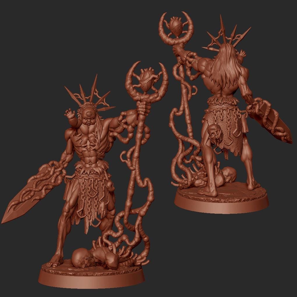 Drazem, The Flesh Host - Goetia Miniatures | Possessed Warrior | 28mm and 32mm | Wargaming | DnD | Tabletop Roleplaying