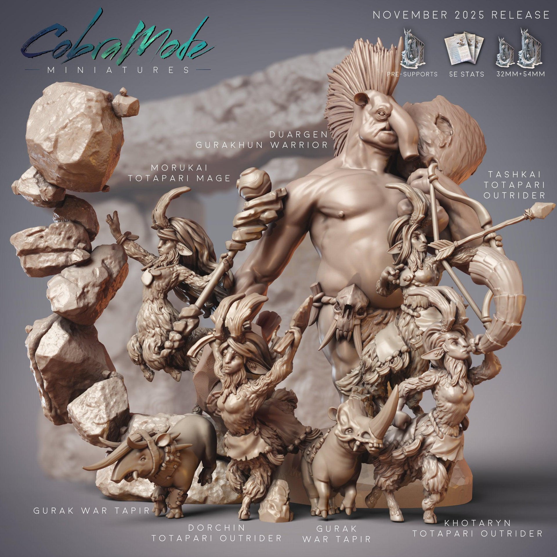 Totapari Outriders, Goat Centaur - CobraMode | 28mm and 32mm | Wargaming | DnD | Tabletop Roleplaying