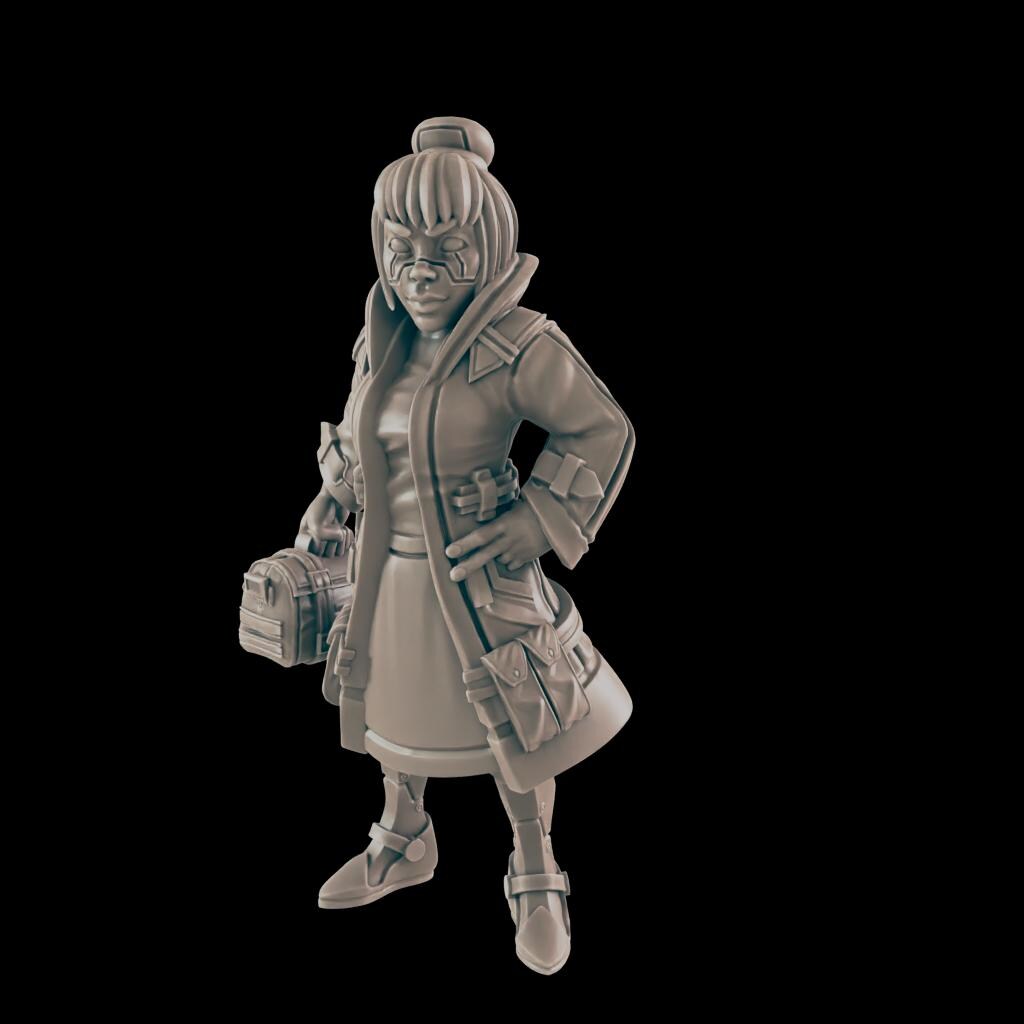 Female Courier. Cyberpunk Deliverman - Ec3d | 28mm and 32mm | Wargaming | DnD | Tabletop Roleplaying