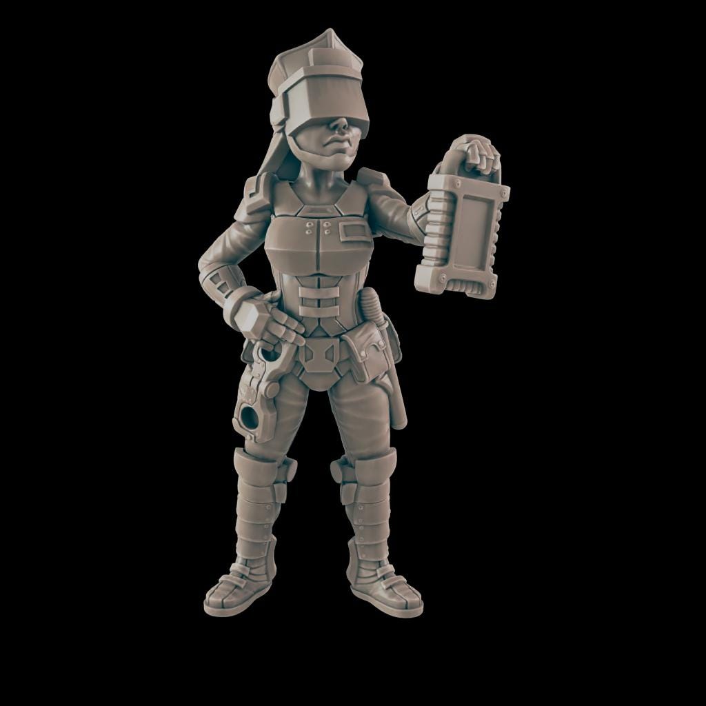 Warrant Officer. Cyberpunk Police - Ec3d | 28mm and 32mm | Wargaming | DnD | Tabletop Roleplaying