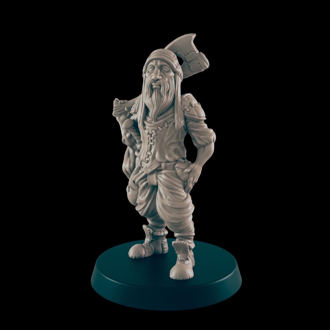 Human Male Woodcutter - Ec3d | 28mm and 32mm | Wargaming | DnD | Tabletop Roleplaying