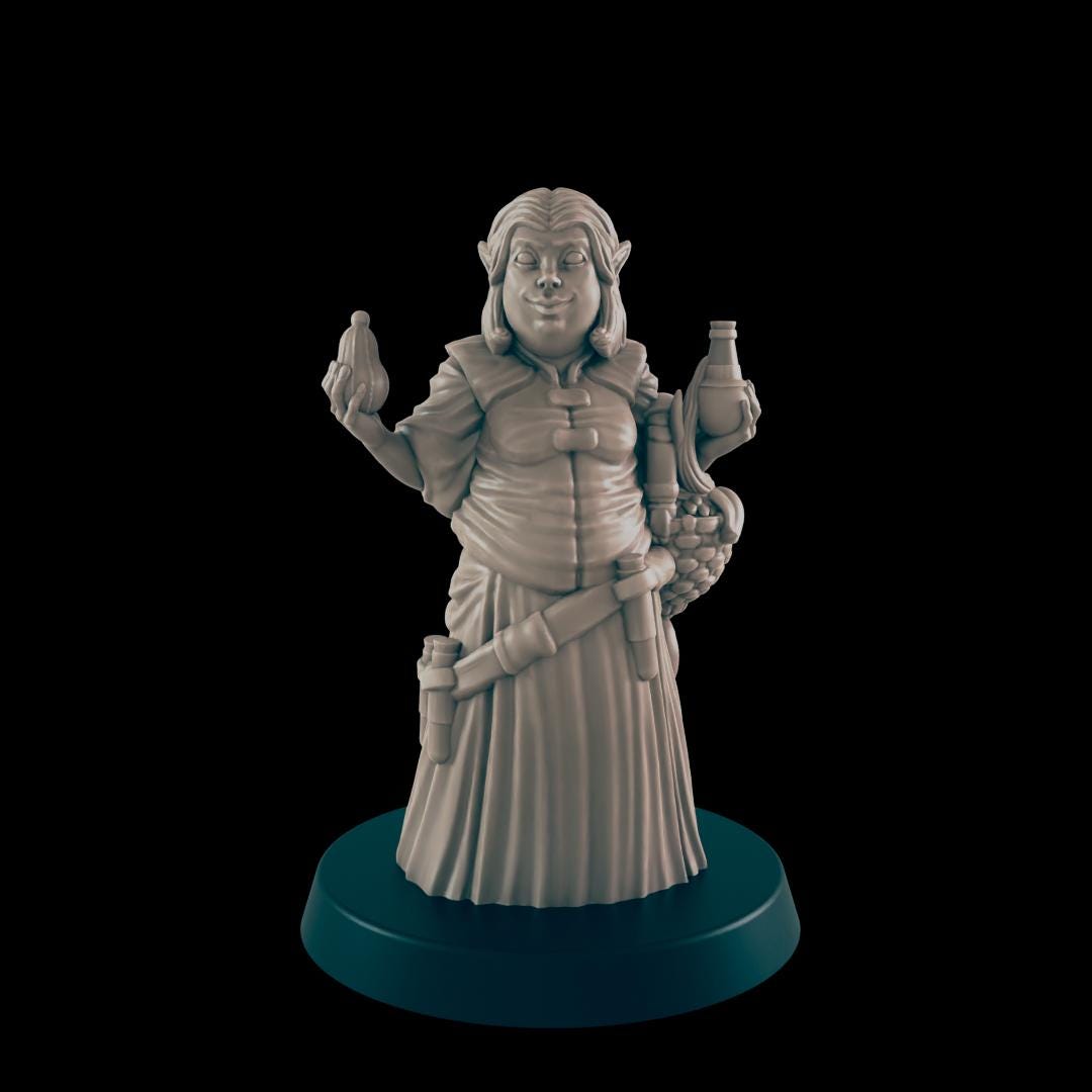 Female Elven Herbalist - Ec3d | 28mm and 32mm | Wargaming | DnD | Tabletop Roleplaying