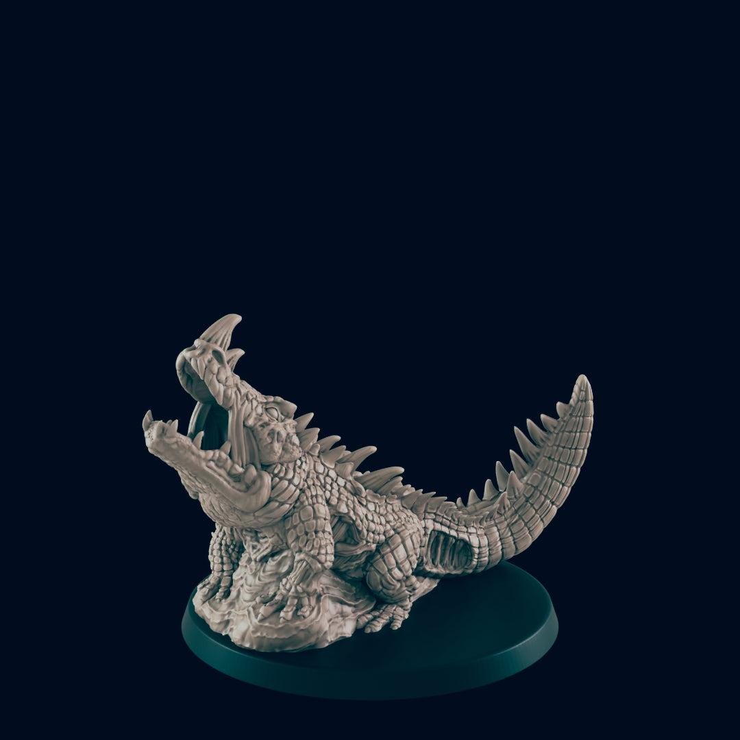 Undead Croc - Ec3d | 28mm and 32mm | Wargaming | DnD | Tabletop Roleplaying