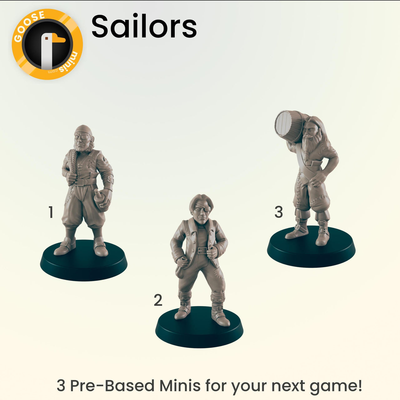 Sailors - Ec3d | Villagers | Everyday Folk | 28mm and 32mm | Wargaming | DnD | Tabletop Roleplaying