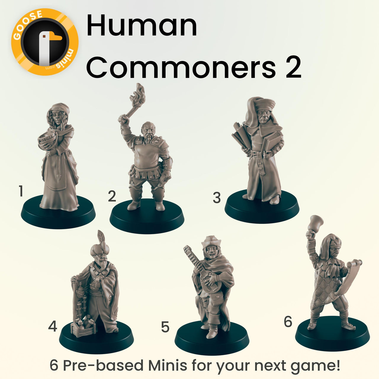Human Commoners Set 2 - Ec3d | Villagers | Everyday Folk | 28mm and 32mm | Wargaming | DnD | Tabletop Roleplaying