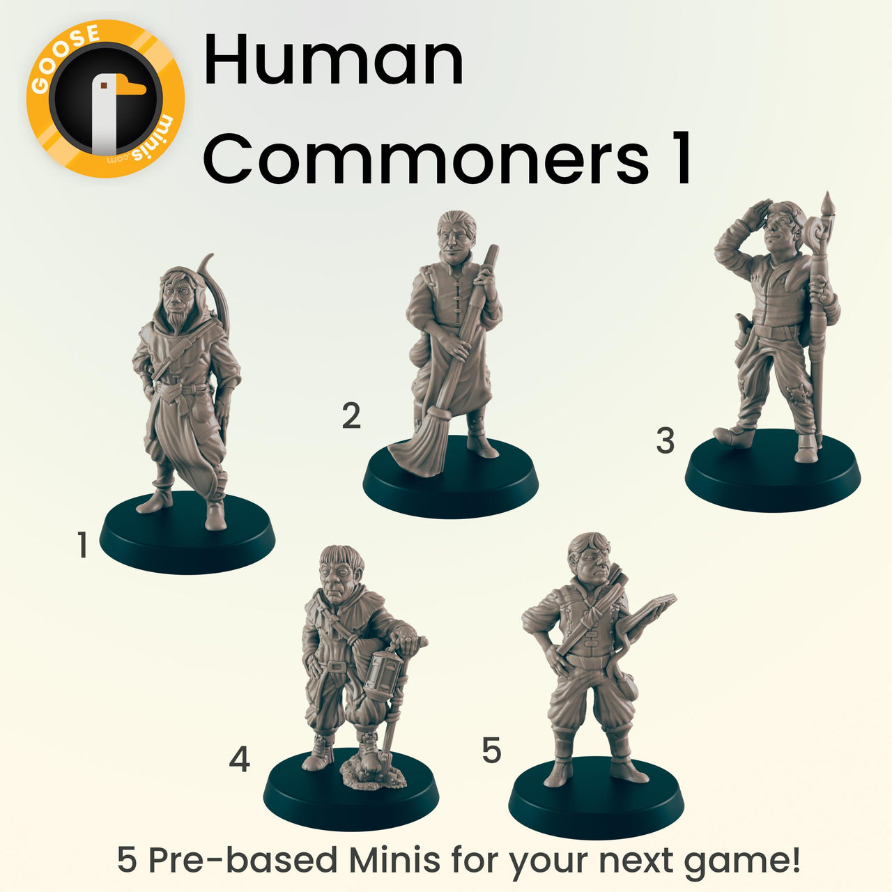 Human Commoners Set 1 - Ec3d | Villagers | Everyday Folk | 28mm and 32mm | Wargaming | DnD | Tabletop Roleplaying