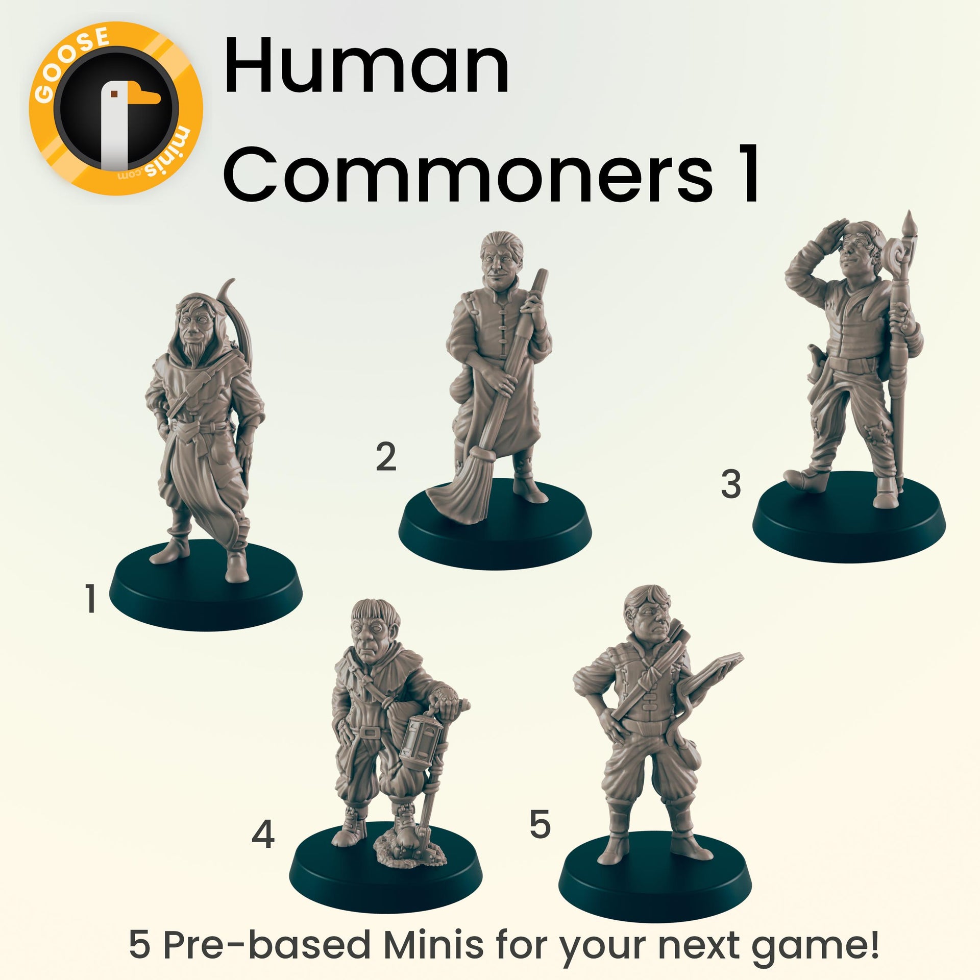Human Commoners Set 1 - Ec3d | Villagers | Everyday Folk | 28mm and 32mm | Wargaming | DnD | Tabletop Roleplaying