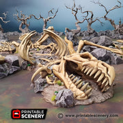 Dragons graveyard. Shadowfey Wilds, 15mm, 28mm, 32mm - Printable Scenery | 28mm and 32mm | Wargaming | DnD | Tabletop Roleplaying