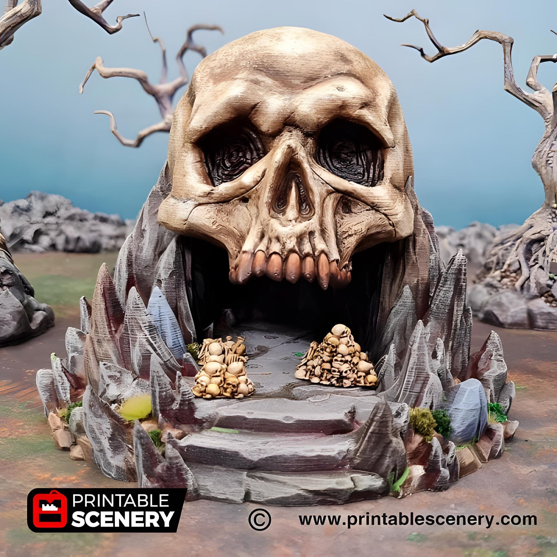 Titan Skull Cave. Shadowfey Wilds, 15mm, 28mm, 32mm - Printable Scenery | 28mm and 32mm | Wargaming | DnD | Tabletop Roleplaying