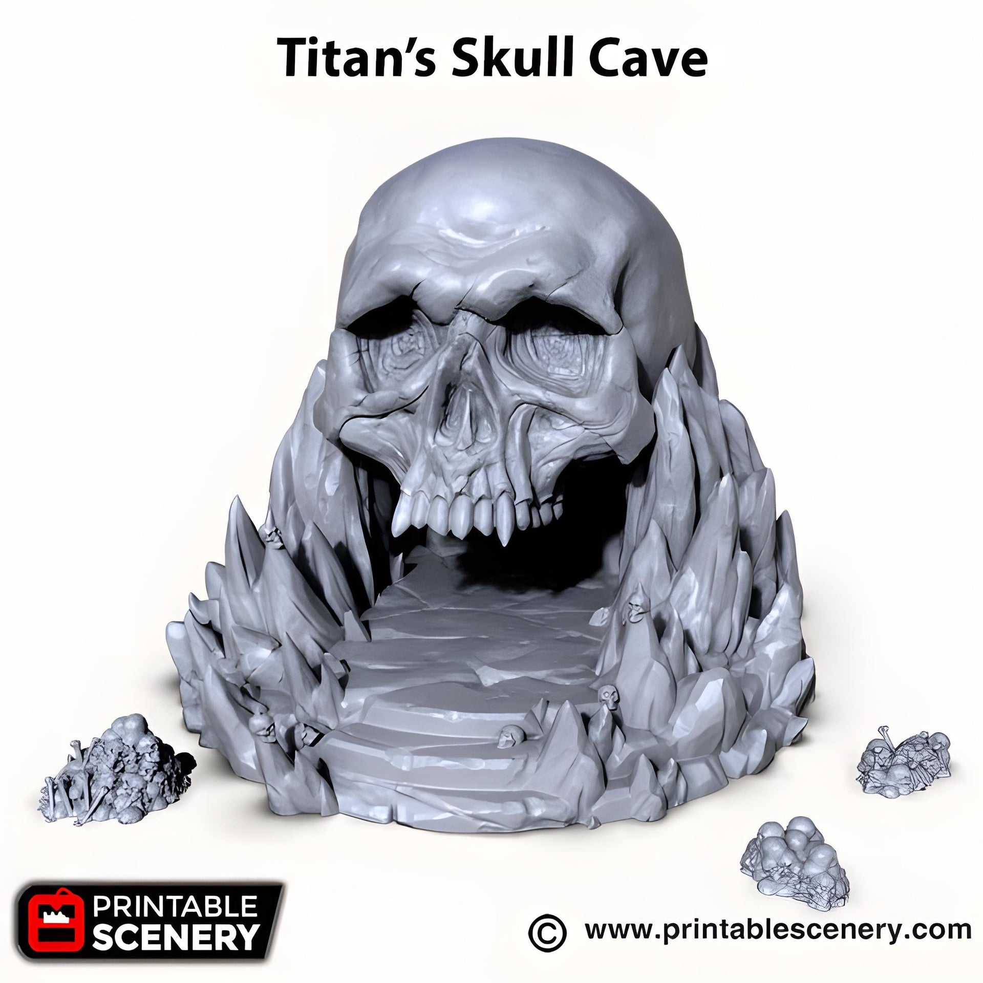 Titan Skull Cave. Shadowfey Wilds, 15mm, 28mm, 32mm - Printable Scenery | 28mm and 32mm | Wargaming | DnD | Tabletop Roleplaying