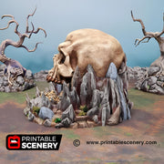 Titan Skull Cave. Shadowfey Wilds, 15mm, 28mm, 32mm - Printable Scenery | 28mm and 32mm | Wargaming | DnD | Tabletop Roleplaying
