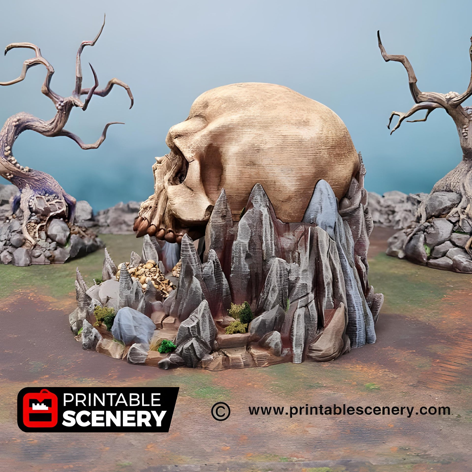 Titan Skull Cave. Shadowfey Wilds, 15mm, 28mm, 32mm - Printable Scenery | 28mm and 32mm | Wargaming | DnD | Tabletop Roleplaying