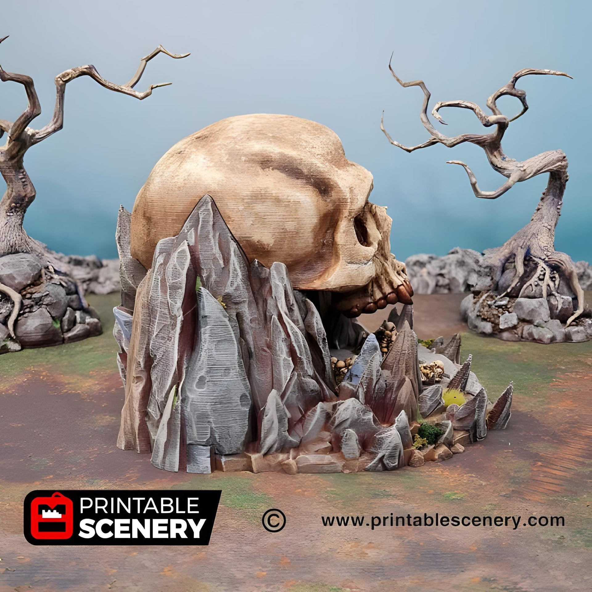 Titan Skull Cave. Shadowfey Wilds, 15mm, 28mm, 32mm - Printable Scenery | 28mm and 32mm | Wargaming | DnD | Tabletop Roleplaying