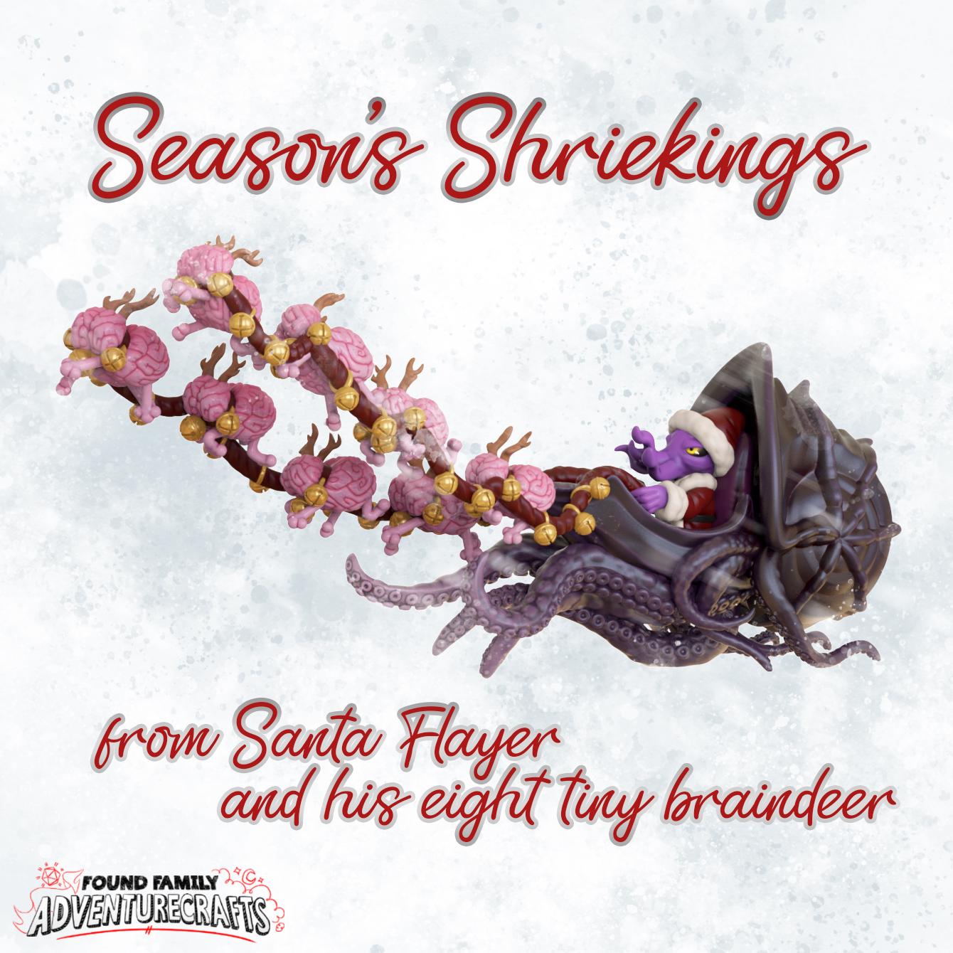 Santa Slayer and his eight tiny braindeer - Found Family Adventurecrafts | 28mm and 32mm | Wargaming | DnD | Tabletop Roleplaying