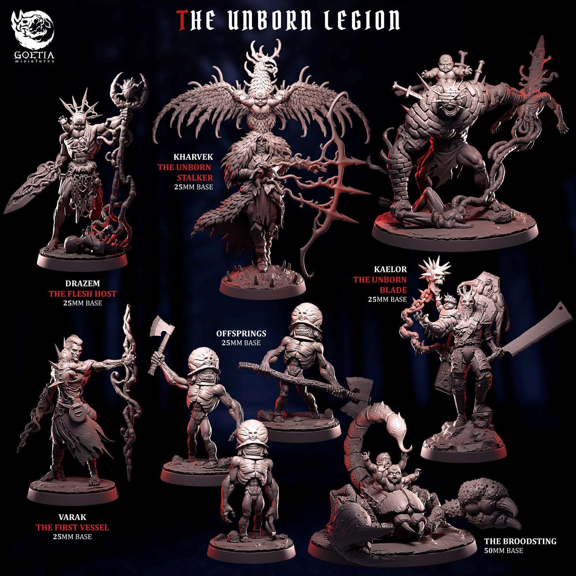 Kharvek, the Unborn Stalker - Goetia Miniatures | Possessed Hunter | 28mm and 32mm | Wargaming | DnD | Tabletop Roleplaying