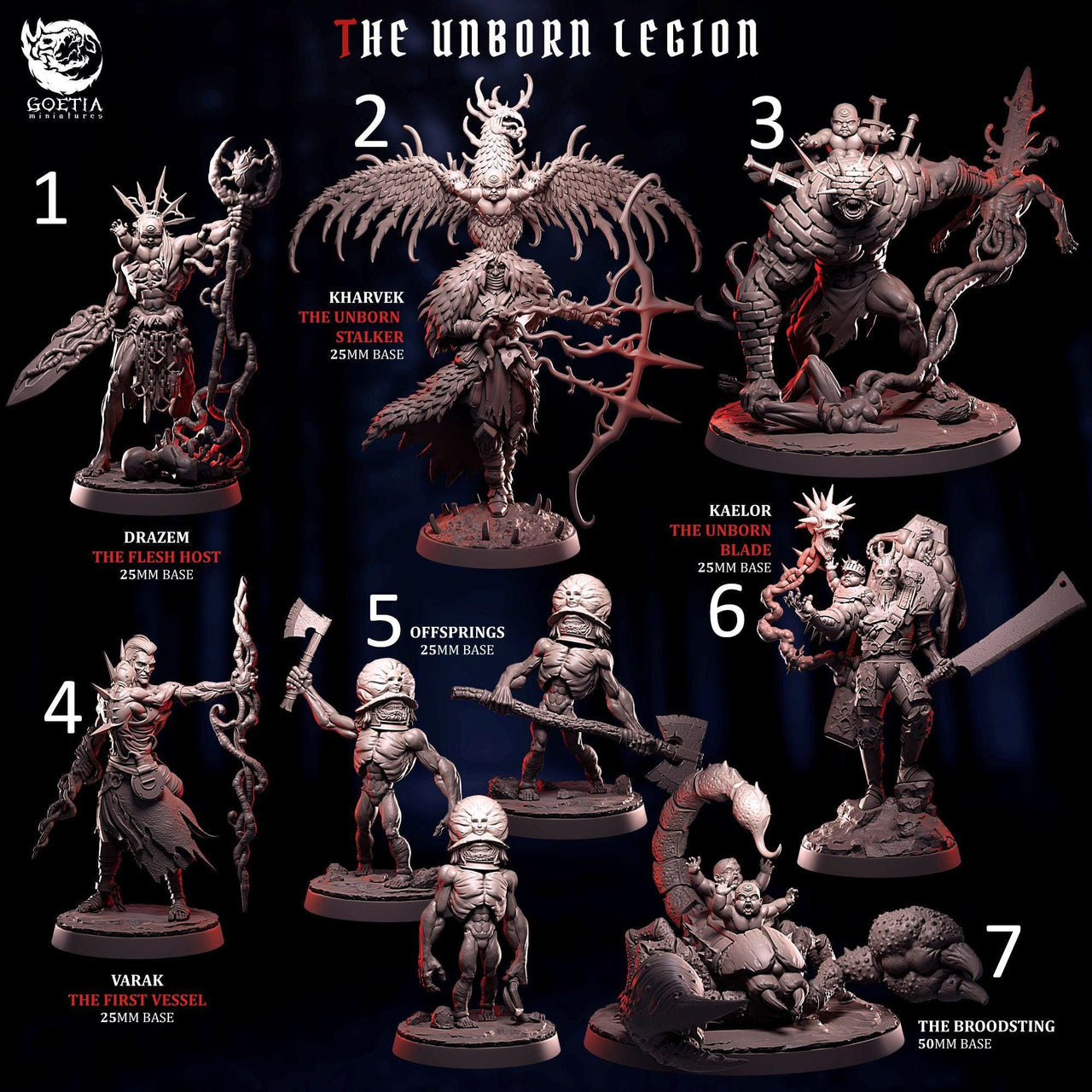The Unborn Legion. Demonic Baby Army - Goetia Miniatures | 28mm and 32mm | Wargaming | DnD | Tabletop Roleplaying