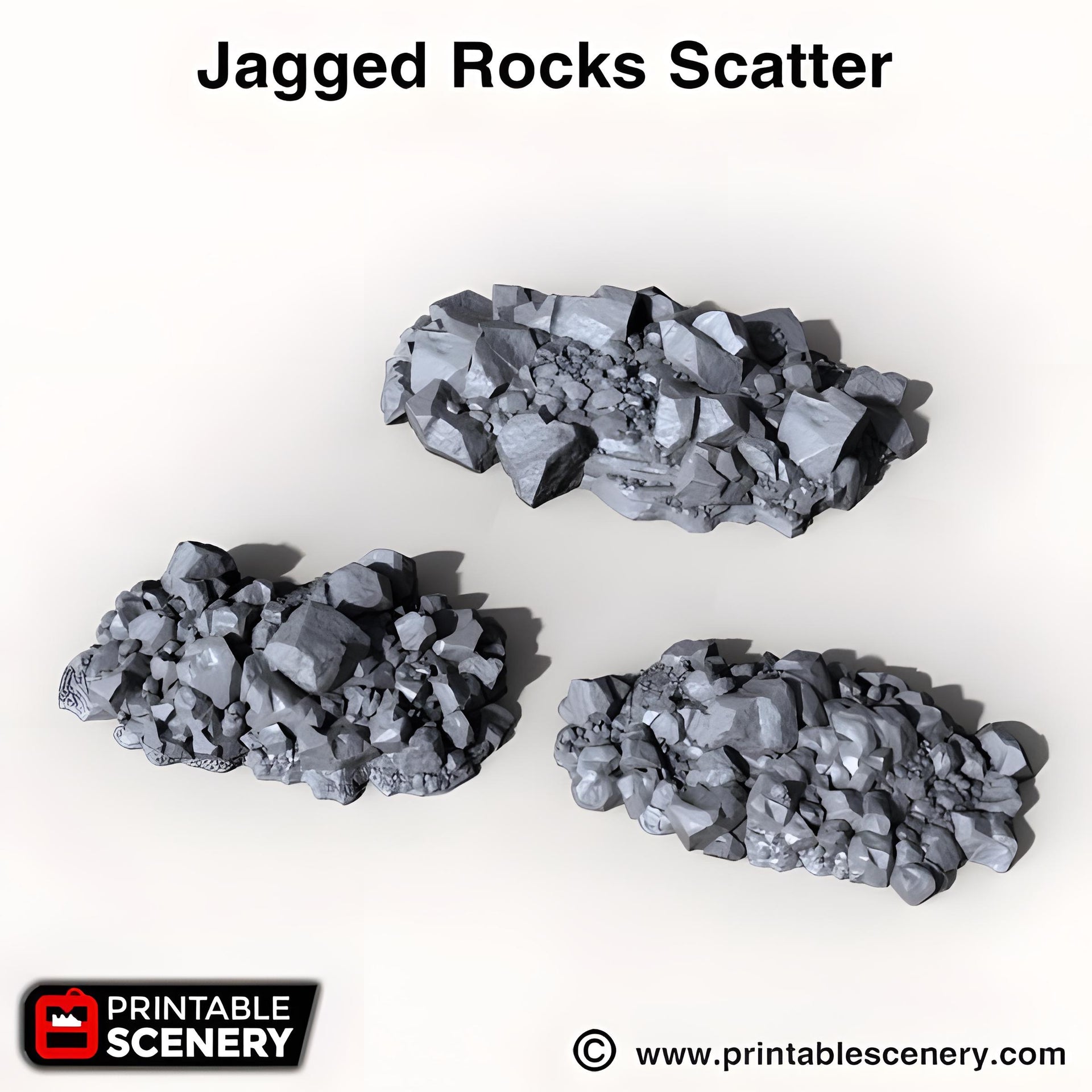 Jagged Rocks Scatter Terrain. Shadowfey Wilds, 15mm, 28mm, 32mm - Printable Scenery | 28mm and 32mm | Wargaming | DnD | Tabletop Roleplaying