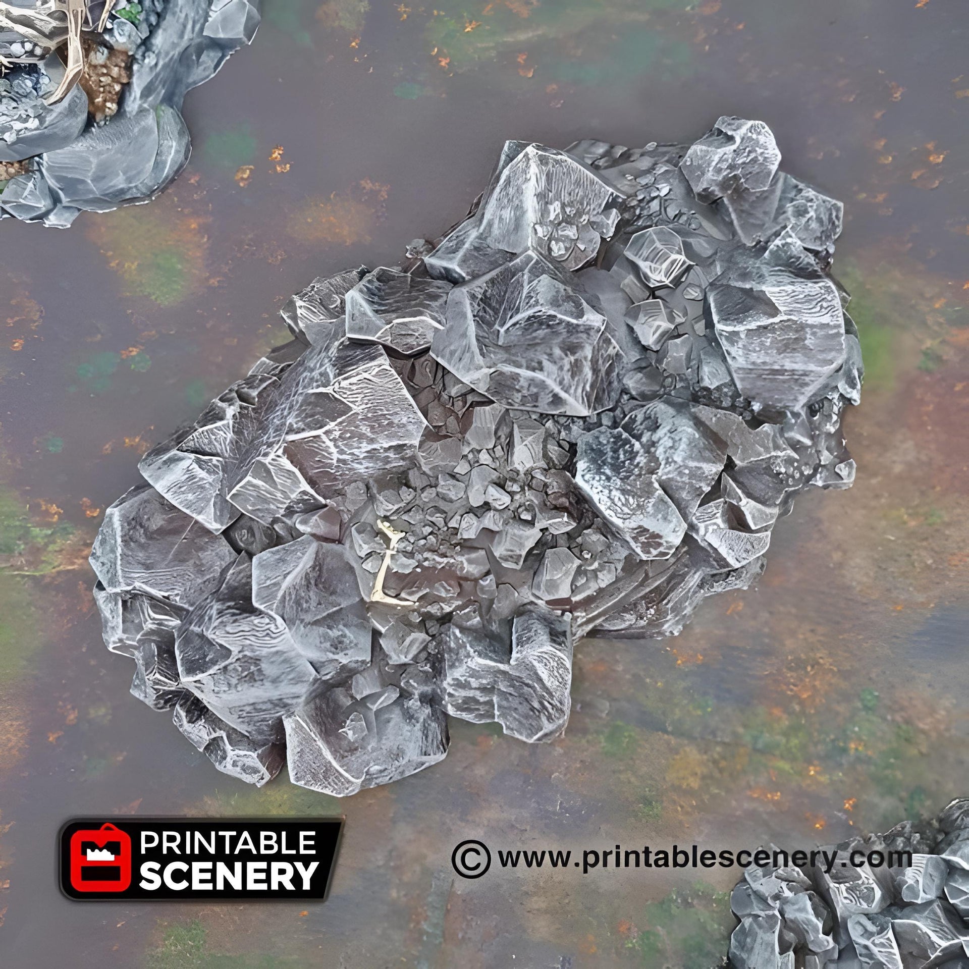 Jagged Rocks Scatter Terrain. Shadowfey Wilds, 15mm, 28mm, 32mm - Printable Scenery | 28mm and 32mm | Wargaming | DnD | Tabletop Roleplaying