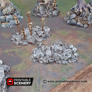 Jagged Rocks Scatter Terrain. Shadowfey Wilds, 15mm, 28mm, 32mm - Printable Scenery | 28mm and 32mm | Wargaming | DnD | Tabletop Roleplaying