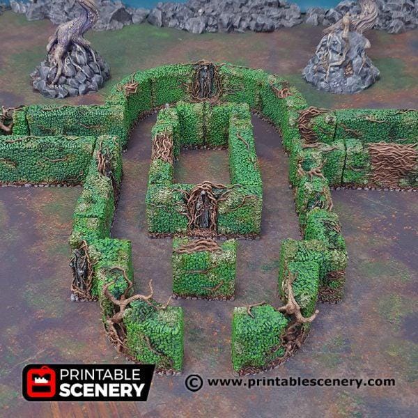 Hedge Maze. Shadowfey Wilds, 15mm, 28mm, 32mm - Printable Scenery | 28mm and 32mm | Wargaming | DnD | Tabletop Roleplaying
