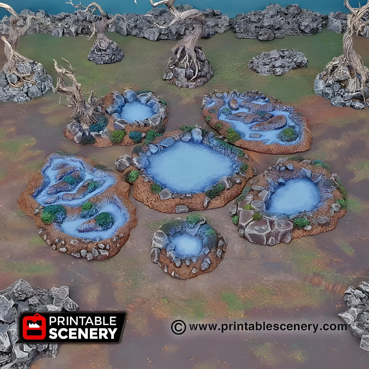 Fey Marshes. Shadowfey Wilds, 15mm, 28mm, 32mm - Printable Scenery | 28mm and 32mm | Wargaming | DnD | Tabletop Roleplaying