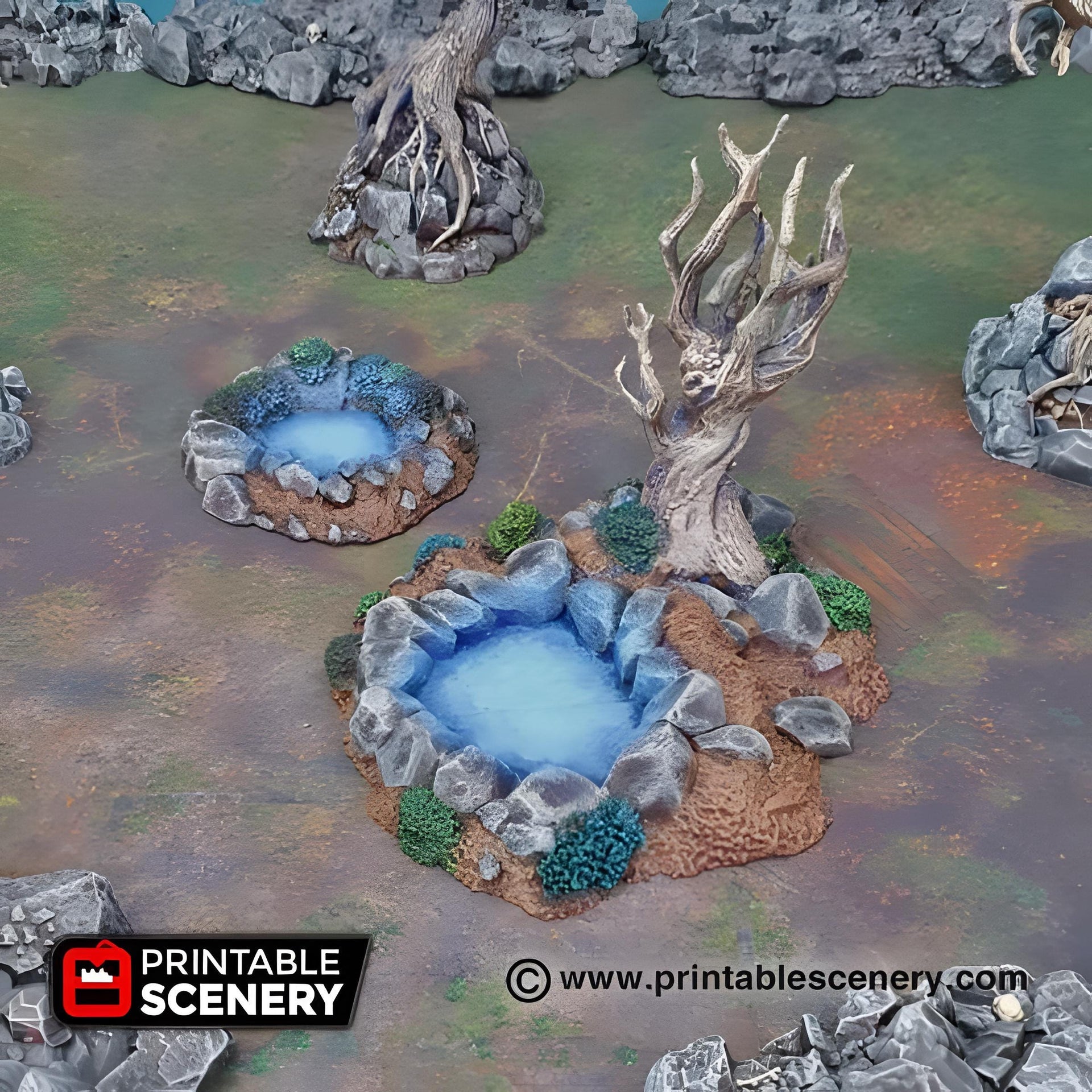 Fey Marshes. Shadowfey Wilds, 15mm, 28mm, 32mm - Printable Scenery | 28mm and 32mm | Wargaming | DnD | Tabletop Roleplaying
