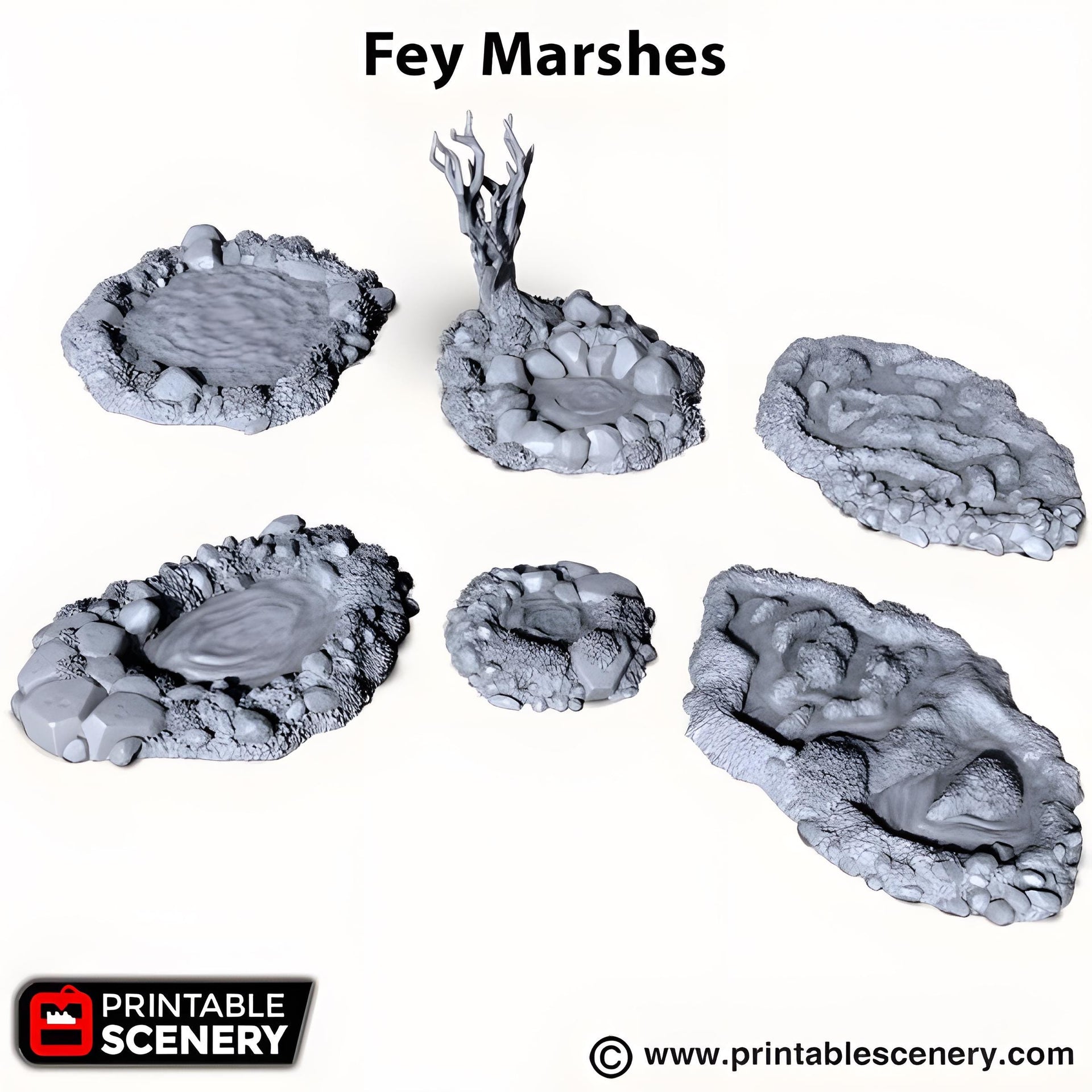 Fey Marshes. Shadowfey Wilds, 15mm, 28mm, 32mm - Printable Scenery | 28mm and 32mm | Wargaming | DnD | Tabletop Roleplaying