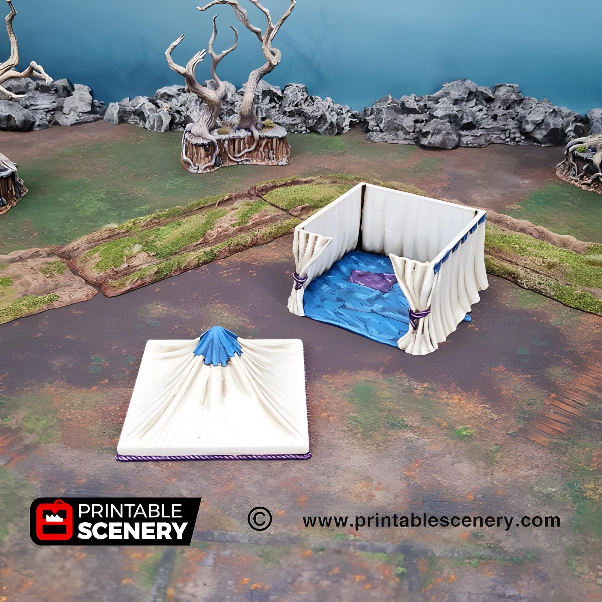 Travellers Camp 2. Shadowfey Wilds, 15mm, 28mm, 32mm - Printable Scenery | 28mm and 32mm | Wargaming | DnD | Tabletop Roleplaying