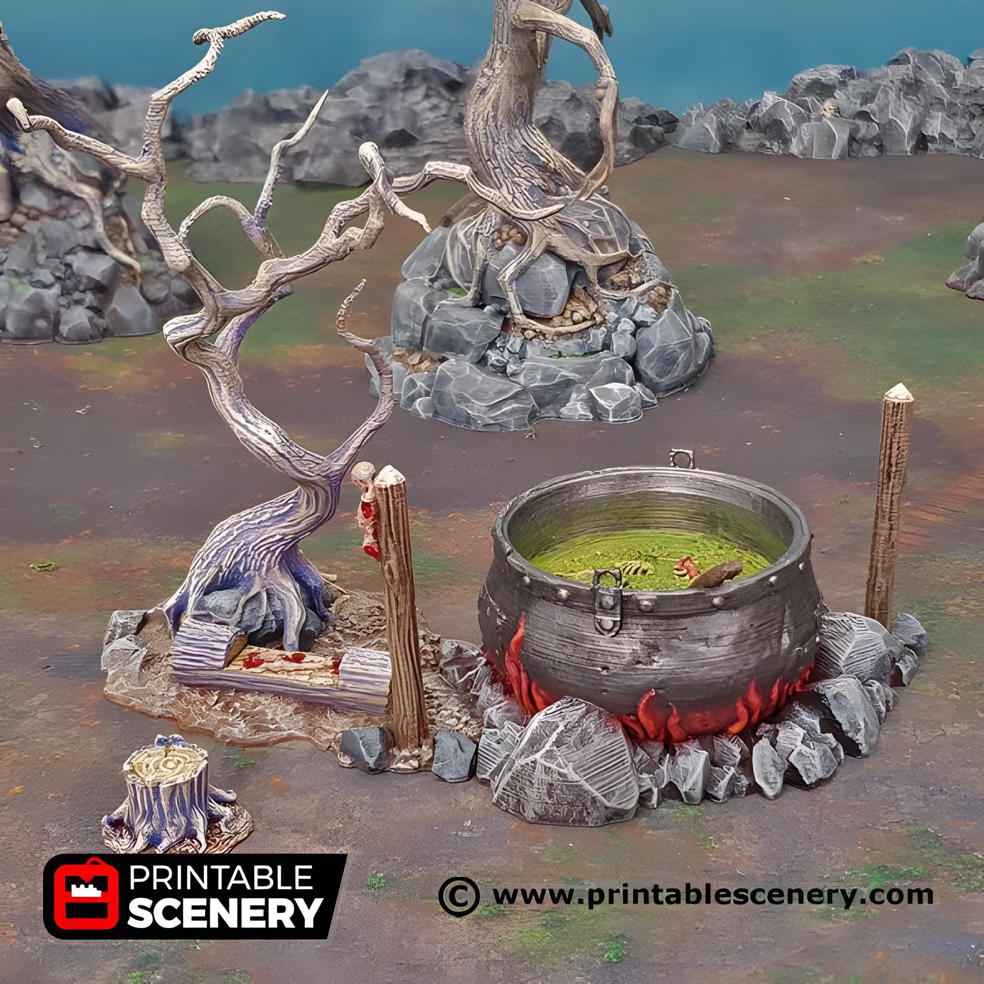 Hags Cauldron. Shadowfey Wilds, 15mm, 28mm, 32mm - Printable Scenery | 28mm and 32mm | Wargaming | DnD | Tabletop Roleplaying