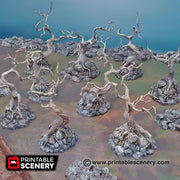 Contorted Trees. Shadowfey Wilds, 15mm, 28mm, 32mm - Printable Scenery | 28mm and 32mm | Wargaming | DnD | Tabletop Roleplaying