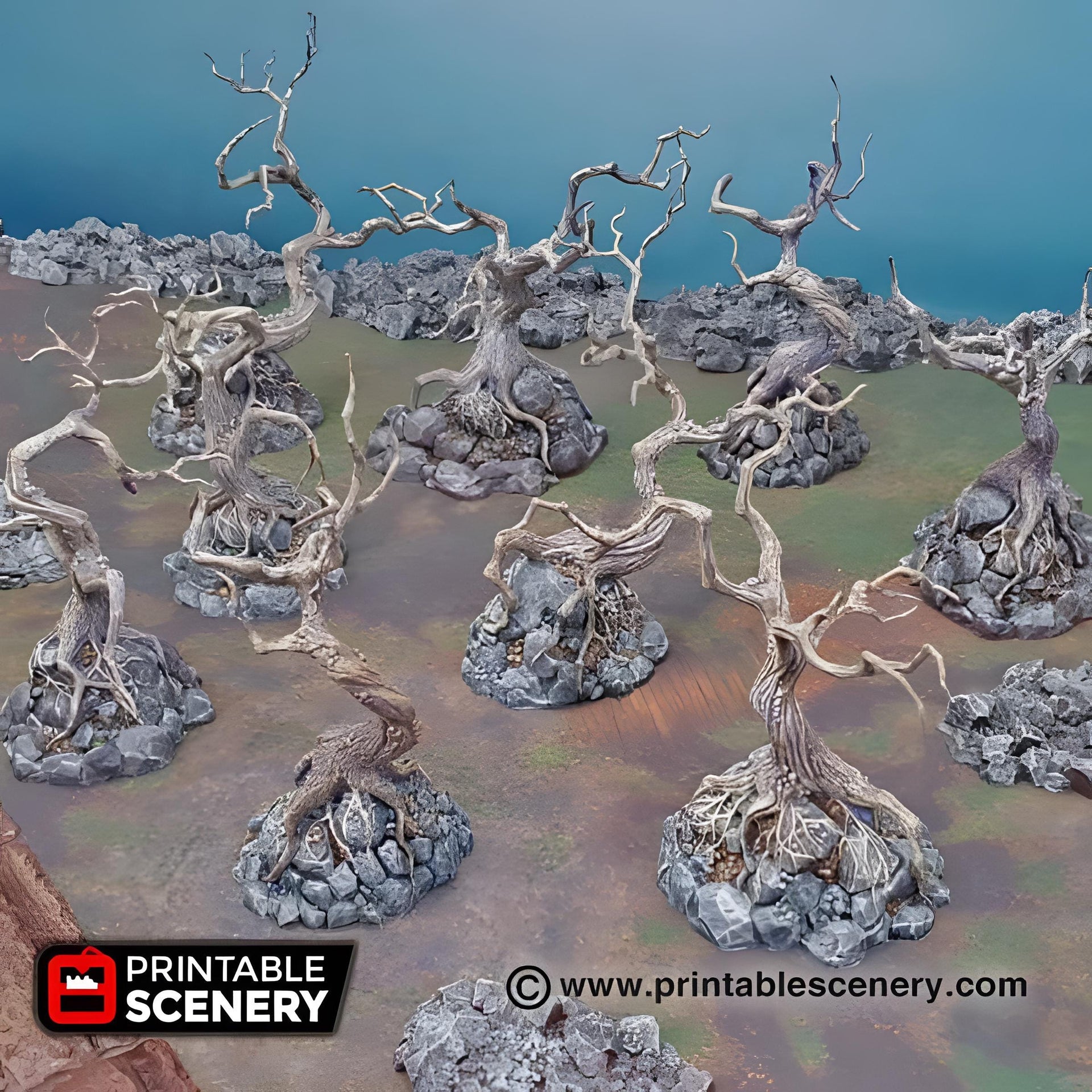 Contorted Trees. Shadowfey Wilds, 15mm, 28mm, 32mm - Printable Scenery | 28mm and 32mm | Wargaming | DnD | Tabletop Roleplaying