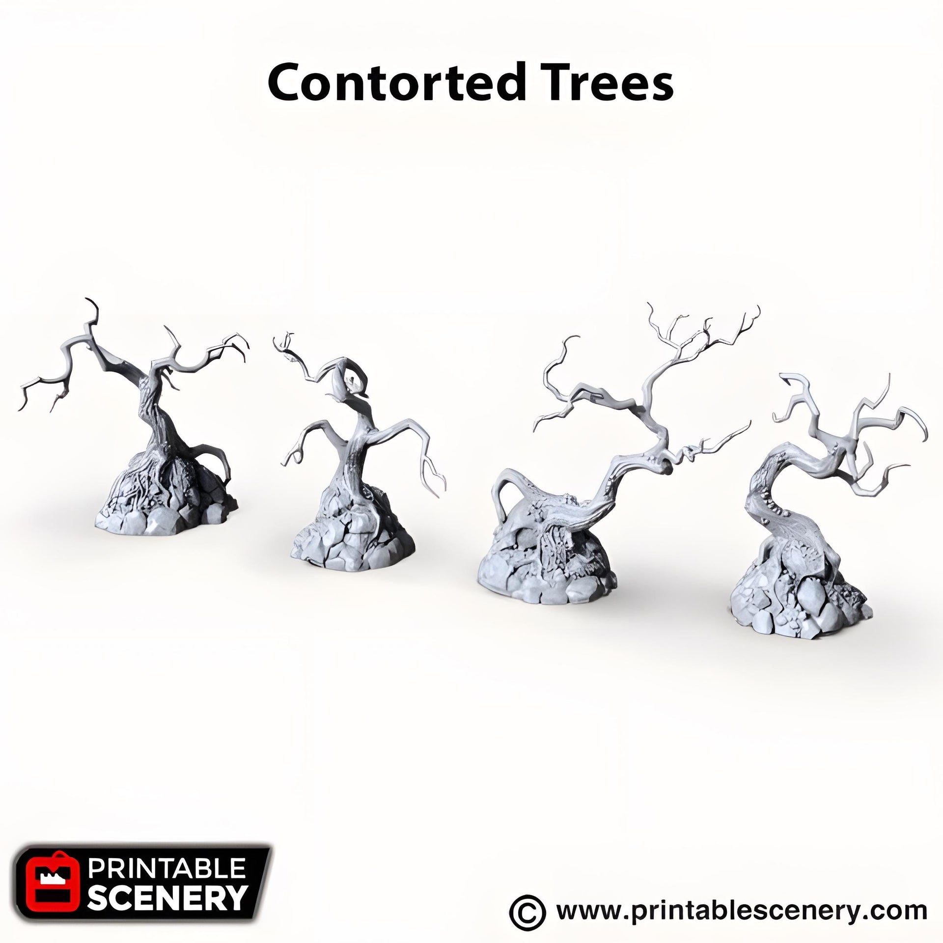 Contorted Trees. Shadowfey Wilds, 15mm, 28mm, 32mm - Printable Scenery | 28mm and 32mm | Wargaming | DnD | Tabletop Roleplaying