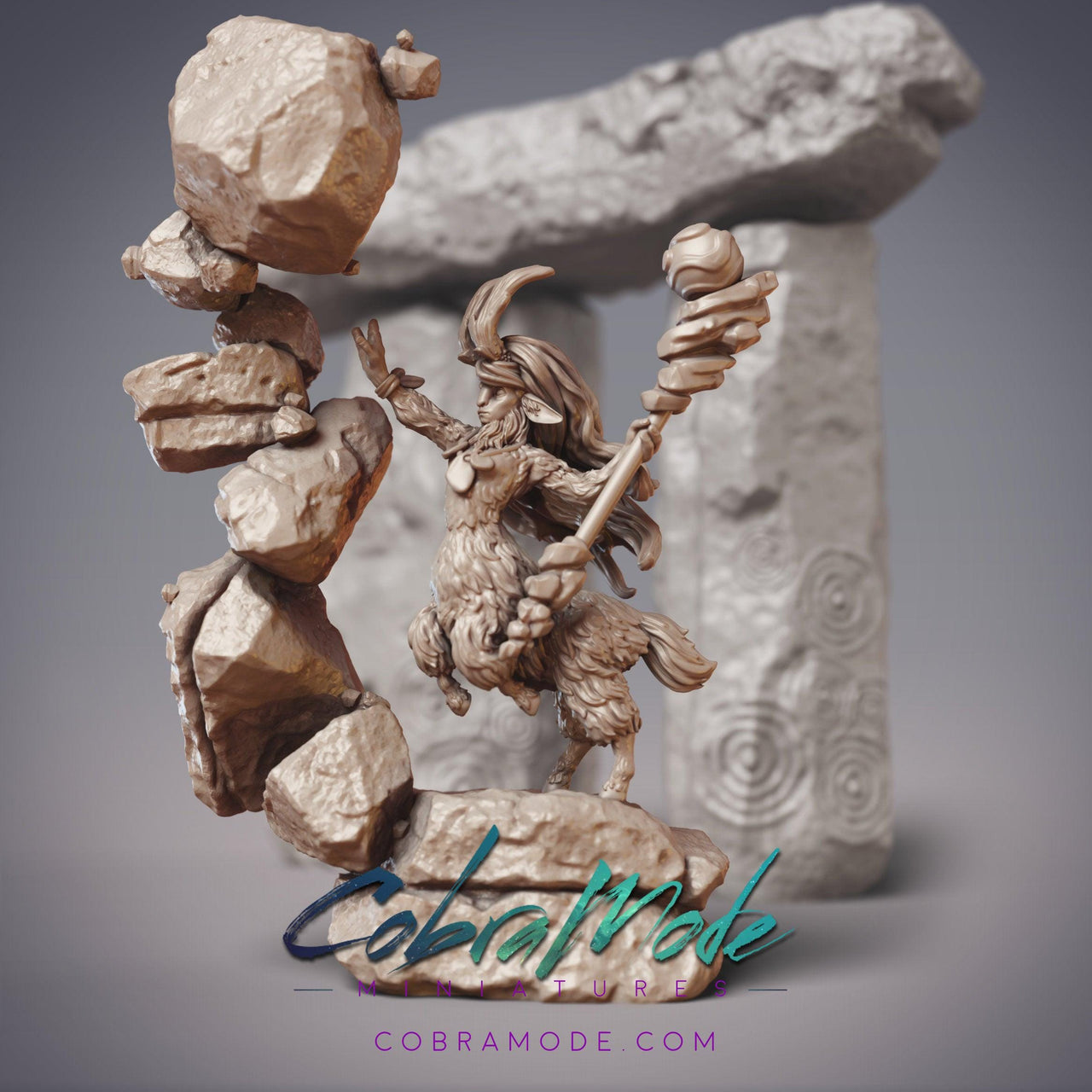 Totapari Mage Morukai, Goatfolk Geomancer - CobraMode | 28mm and 32mm | Wargaming | DnD | Tabletop Roleplaying