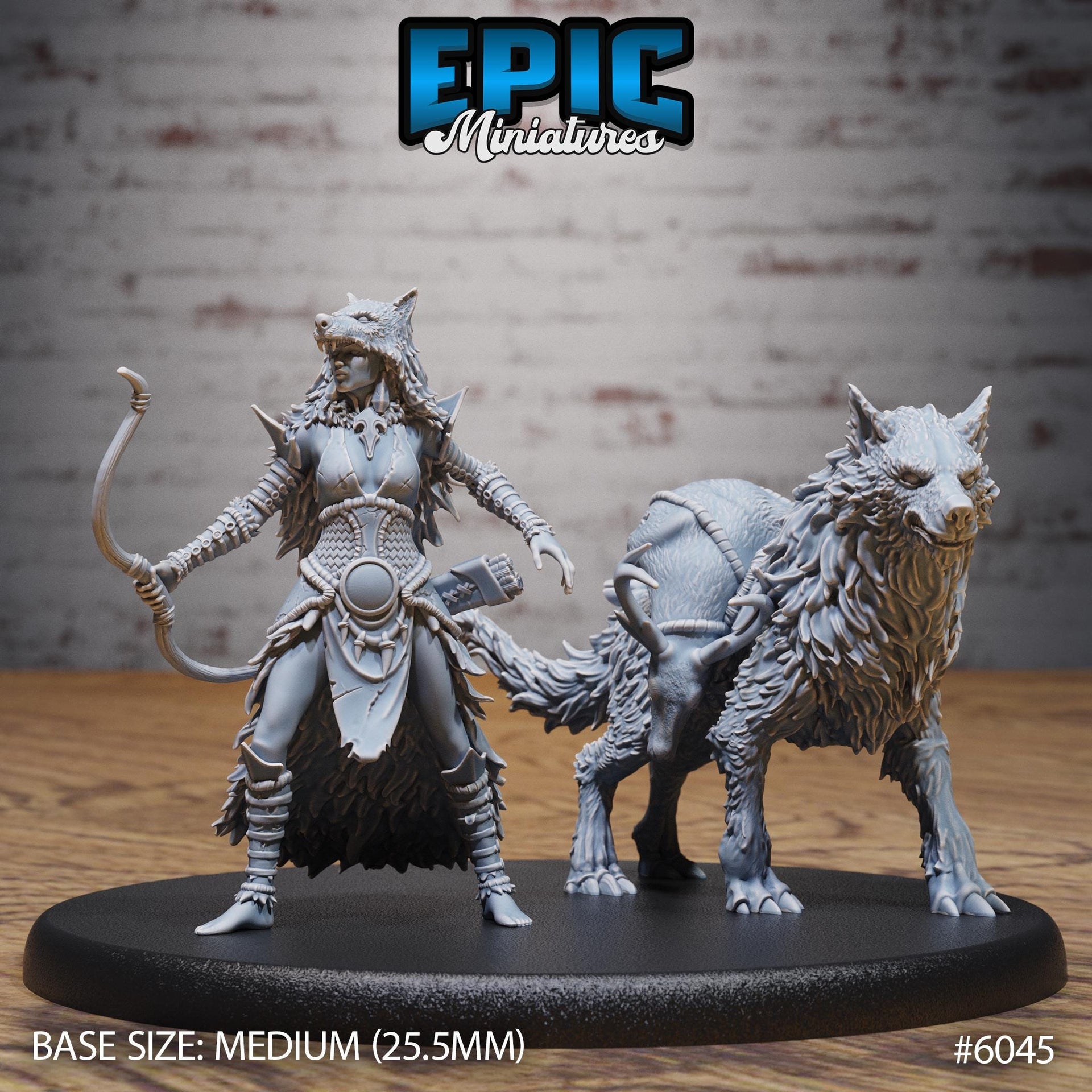 Wolf Spirit Huntress - Epic Miniatures | Native Magic | 28mm and 32mm | Wargaming | DnD | Tabletop Roleplaying