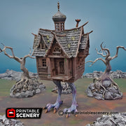 Baba Yagas Cottage. Shadowfey Wilds, 15mm, 28mm, 32mm - Printable Scenery | 28mm and 32mm | Wargaming | DnD | Tabletop Roleplaying