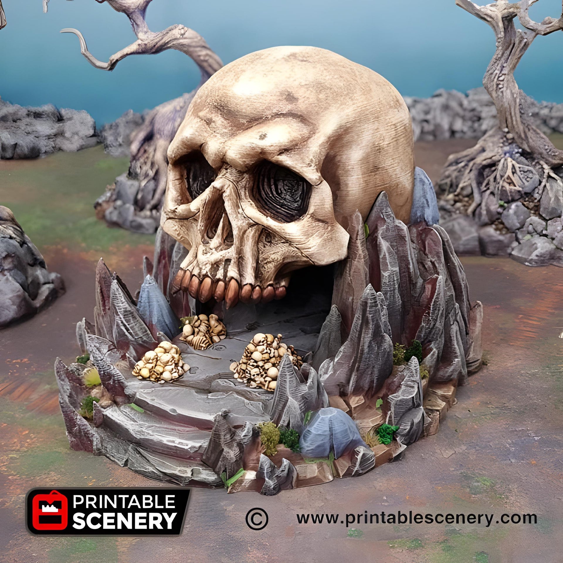 Titan Skull Cave. Shadowfey Wilds, 15mm, 28mm, 32mm - Printable Scenery | 28mm and 32mm | Wargaming | DnD | Tabletop Roleplaying