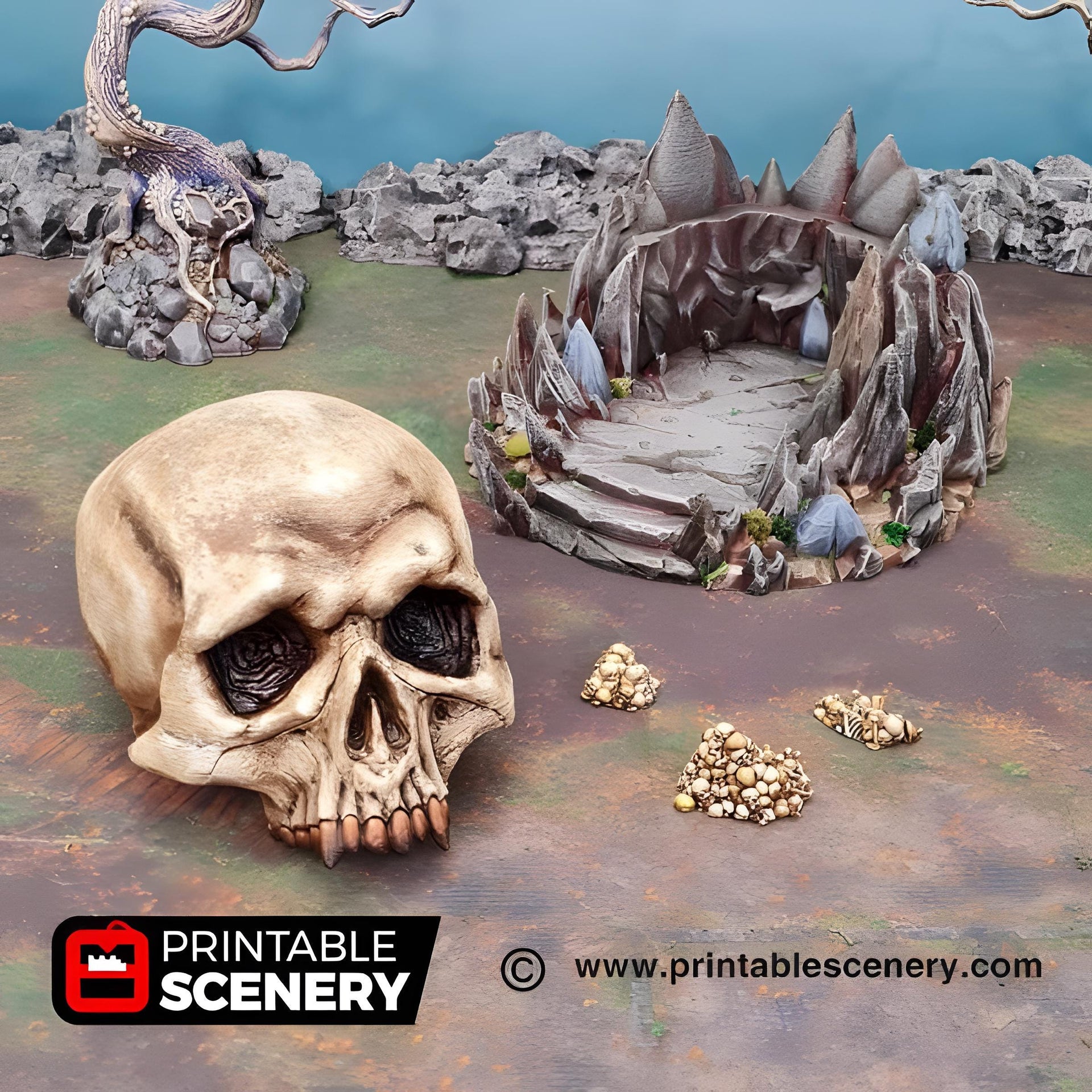 Titan Skull Cave. Shadowfey Wilds, 15mm, 28mm, 32mm - Printable Scenery | 28mm and 32mm | Wargaming | DnD | Tabletop Roleplaying