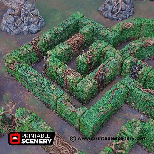 Hedge Maze. Shadowfey Wilds, 15mm, 28mm, 32mm - Printable Scenery | 28mm and 32mm | Wargaming | DnD | Tabletop Roleplaying