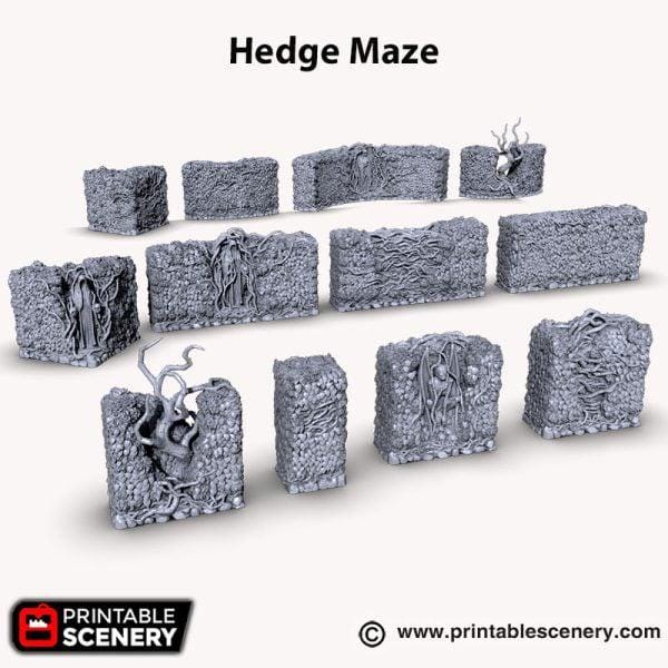 Hedge Maze. Shadowfey Wilds, 15mm, 28mm, 32mm - Printable Scenery | 28mm and 32mm | Wargaming | DnD | Tabletop Roleplaying