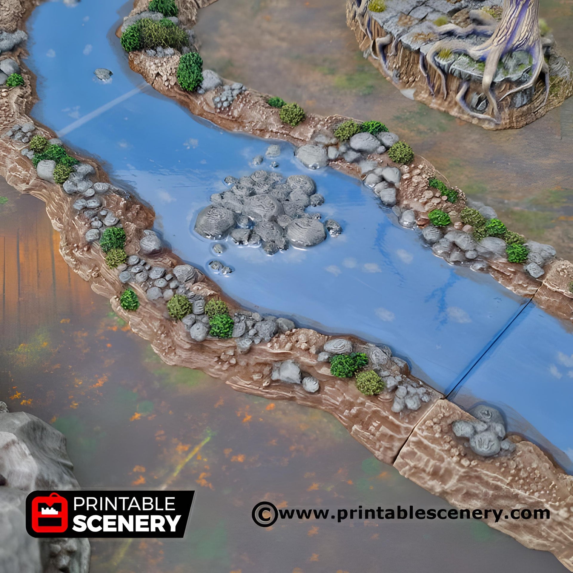 Wild River. Shadowfey Wilds, 15mm, 28mm, 32mm - Printable Scenery | 28mm and 32mm | Wargaming | DnD | Tabletop Roleplaying