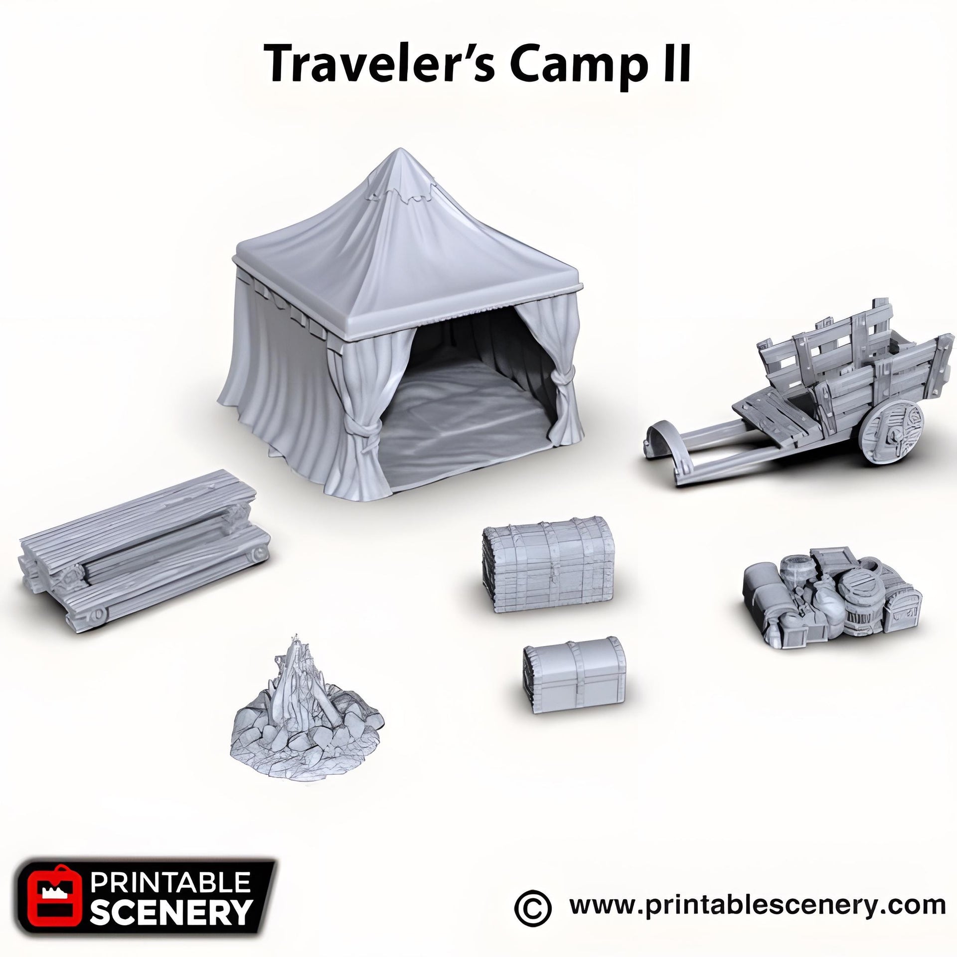 Travellers Camp 2. Shadowfey Wilds, 15mm, 28mm, 32mm - Printable Scenery | 28mm and 32mm | Wargaming | DnD | Tabletop Roleplaying