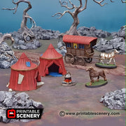 Travellers Camp. Shadowfey Wilds, 15mm, 28mm, 32mm - Printable Scenery | 28mm and 32mm | Wargaming | DnD | Tabletop Roleplaying